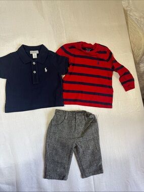 Ralph Lauren Kids Navy Polo & Red/Navy Striped Long-Sleeve Top